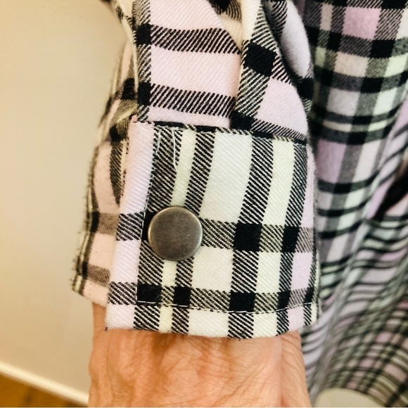 TORRID Sz 1 Flannel Plaid Hooded Drawstring at Waist Snap Buttons Anorak Shacket - Picture 9 of 16